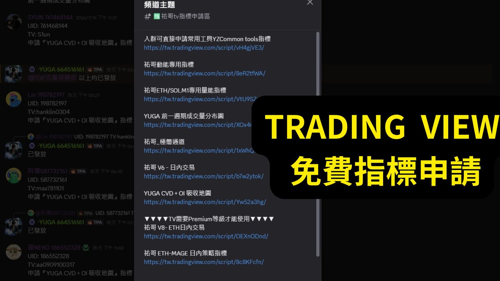 TradingView 免費指標申請專區